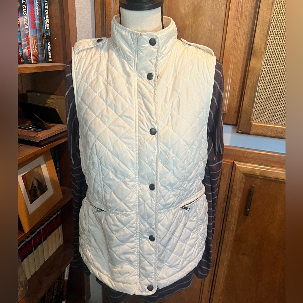 Talbots Cream Quilted Vest Size M
